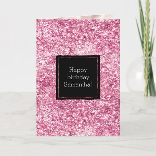 Girly Pink Glitzer Confetti Karte (Vorderseite)