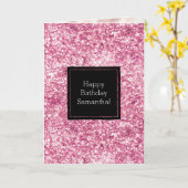 Girly Pink Glitzer Confetti Karte (Gelbe Blume)