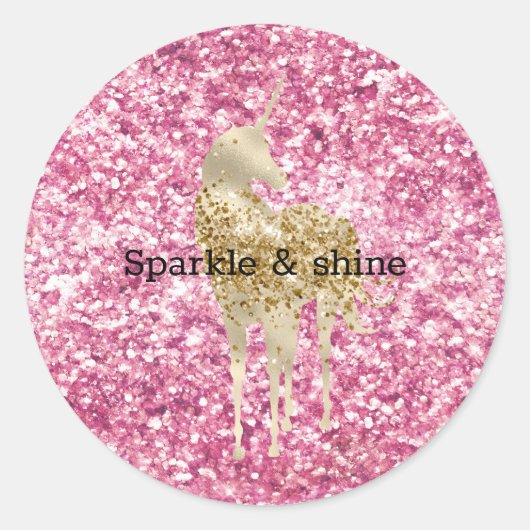 Girly Pink Glitzer Confetti Runder Aufkleber (Vorderseite)