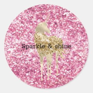 Girly Pink Glitzer Confetti Runder Aufkleber