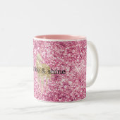 Girly Pink Glitzer Confetti Zweifarbige Tasse (VorderseiteRechts)