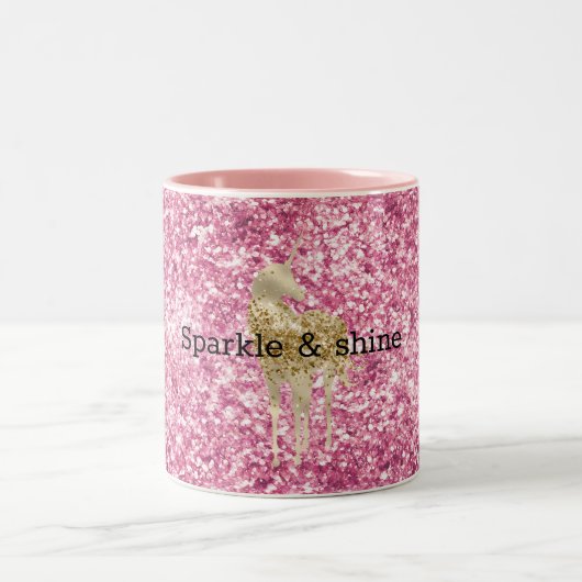 Girly Pink Glitzer Confetti Zweifarbige Tasse (Mittel)