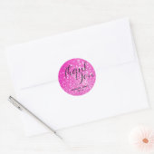 Girly Pink Glitzer Crystal Bokeh Danke Labels Runder Aufkleber (Umschlag)