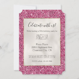 Girly Pink Glitzer Einladung