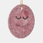 Girly Pink Glitzer Eyelashes Keramik Ornament (Rechts)