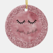 Girly Pink Glitzer Eyelashes Keramik Ornament (Vorne)