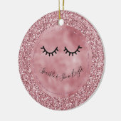 Girly Pink Glitzer Eyelashes Keramik Ornament (Links)