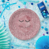 Girly Pink Glitzer Eyelashes Pappteller (Party)