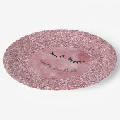 Girly Pink Glitzer Eyelashes Pappteller (Schrägansicht)