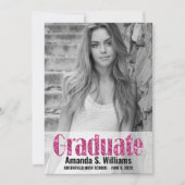 Girly Pink Glitzer Foto Abschluss Ankündigung (Vorderseite)