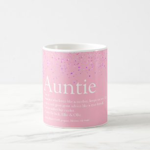 Girly Pink Glitzer Fun Beste Tante Tante Definitio Kaffeetasse