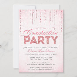 Girly Pink Glitzer Gems Graduation Party Einladung