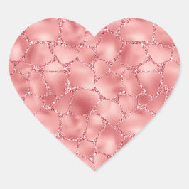 Girly Pink Glitzer Giraffe Print Herz-Aufkleber