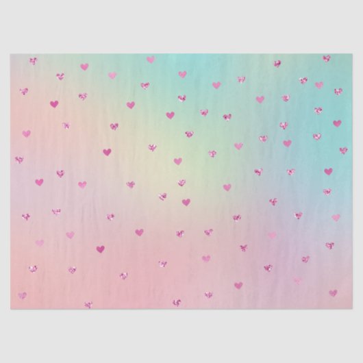 Girly Pink Glitzer Glam Hearts Aqua Gefärbte Krawa Seidenpapier (Vorderseite)