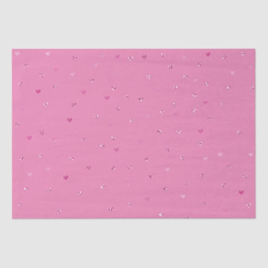 Girly Pink Glitzer Glam Hearts Seidenpapier (Vorderseite)