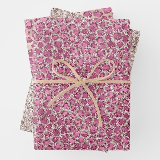 Girly Pink Glitzer Glitz Leopard Print Geschenkpapier Set (Beispiel)