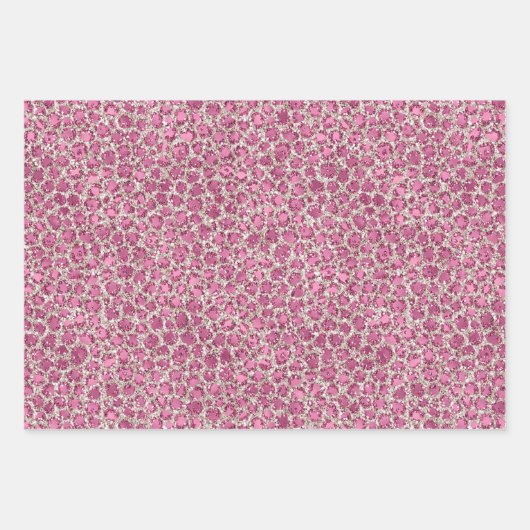 Girly Pink Glitzer Glitz Leopard Print Geschenkpapier Set (Vorderseite)