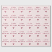 Girly Pink Glitzer Happy Birthday Hearts Geschenkpapier (Flach)