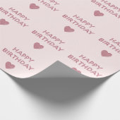 Girly Pink Glitzer Happy Birthday Hearts Geschenkpapier (Ecke)