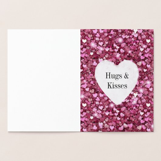 Girly Pink Glitzer Hearts Hugs Folienkarte (Innenseite)