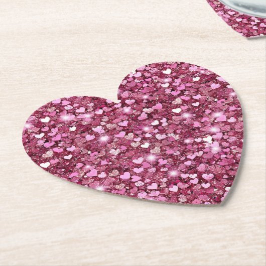 Girly Pink Glitzer Hearts Untersetzer (angewinkelt)