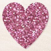 Girly Pink Glitzer Hearts Untersetzer (Vorderseite)