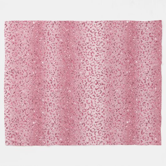 Girly Pink Glitzer Leopard Ombre Fleecedecke (Vorderseite (Horizontal))