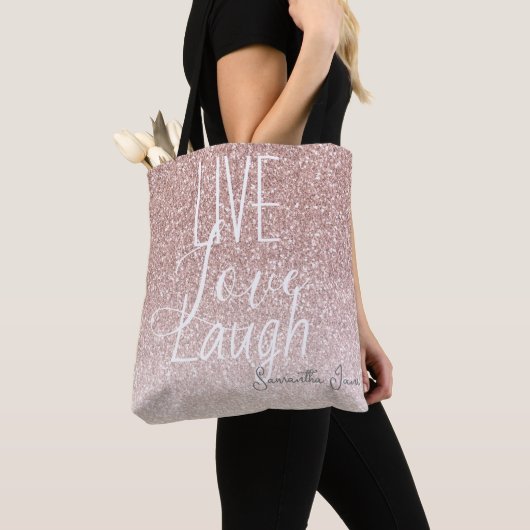 Girly Pink Glitzer Live Liebe Lachen Motivierend Tasche (Von Nahem)
