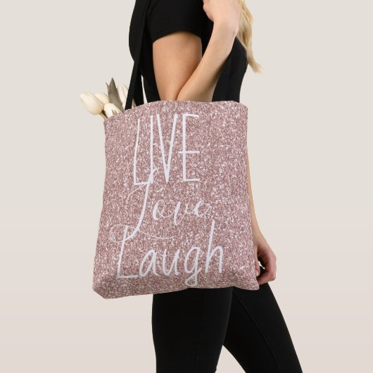 Girly Pink Glitzer Live Liebe Lachen Motivierend Tasche (Von Nahem)