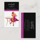 Girly Pink Glitzer Makeup Artist Friseur Busin Visitenkarte (Vorne/Hinten)