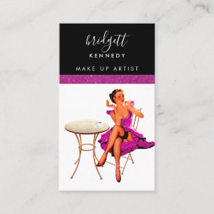 Girly Pink Glitzer Makeup Artist Friseur Busin Visitenkarte