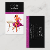 Girly Pink Glitzer Makeup Artist Friseur Salon Visitenkarte (Vorne/Hinten)