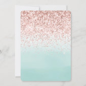 Girly Pink Glitzer Mint Ombre Wassercolor Einladung (Rückseite)