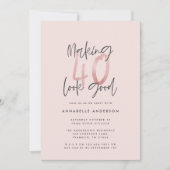 Girly pink Glitzer Moderner, stilvoller 40. Geburt (Vorderseite)