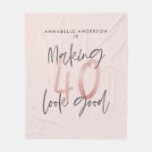 Girly pink Glitzer Moderner, stilvoller 40. Geburt Fleecedecke (Vorderseite)