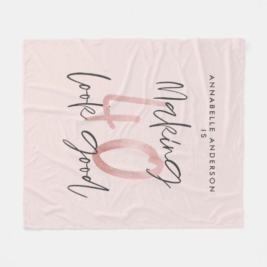 Girly pink Glitzer Moderner, stilvoller 40. Geburt Fleecedecke (Vorderseite (Horizontal))