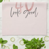 Girly pink Glitzer Moderner, stilvoller 40. Geburt Geschirrtuch (Gefaltet)