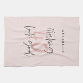 Girly pink Glitzer Moderner, stilvoller 40. Geburt Geschirrtuch (Horizontal)