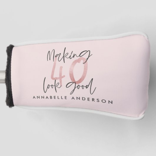Girly pink Glitzer Moderner, stilvoller 40. Geburt Golf Headcover (Vorderseite)