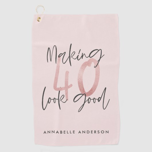 Girly pink Glitzer Moderner, stilvoller 40. Geburt Golfhandtuch (Vorderseite)