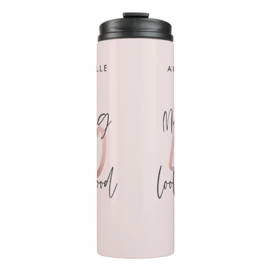 Girly pink Glitzer Moderner, stilvoller 40. Geburt Thermosbecher (Vorderseite)