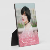 Girly Pink Glitzer Ombre Girly Foto Abschluss Fotoplatte (Seite)