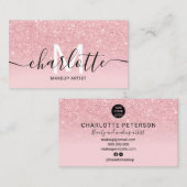 Girly pink Glitzer ombre Glitzern Make-up Logo Visitenkarte (Vorne/Hinten)