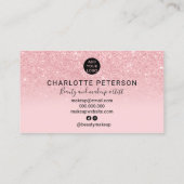 Girly pink Glitzer ombre Glitzern Make-up Logo Visitenkarte (Rückseite)