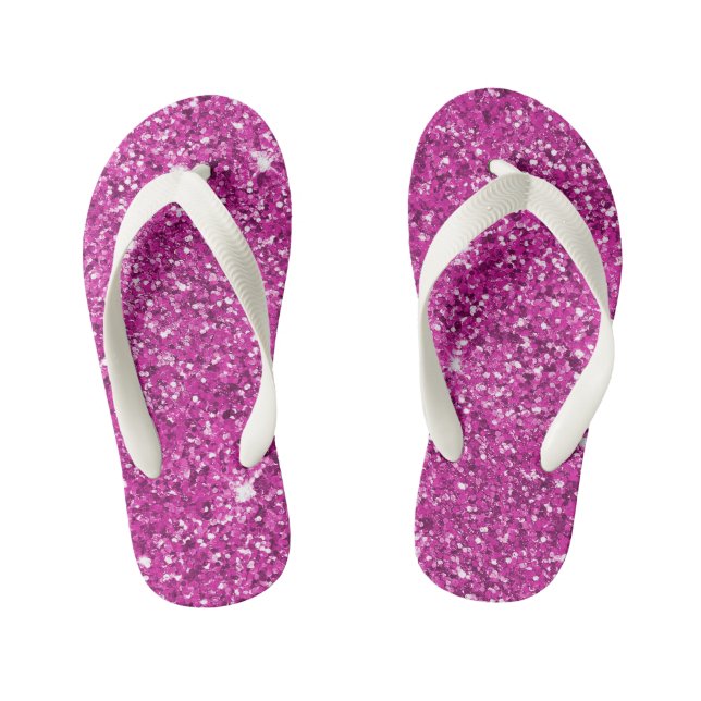 Girly Pink Glitzer Ombre Sparkle Kinderbadesandalen (Fußbett)