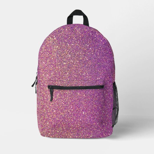Girly Pink Glitzer Pattern Bedruckter Rucksack (Vorderseite)