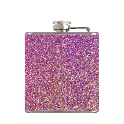 Girly Pink Glitzer Pattern Flachmann (Rückseite)