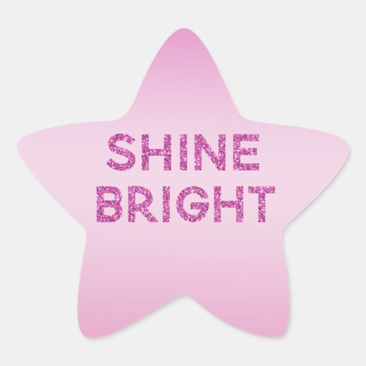 Girly Pink Glitzer Shine Bright Ombre Stern-Aufkleber (Vorderseite)