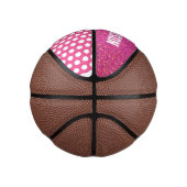 Girly Pink Glitzer Sparkle Einhorn Personalisiert Mini Basketball (Rechts)