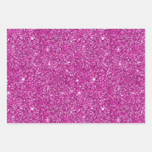 Girly Pink Glitzer Sparkle Geschenkpapier Set (Vorderseite 3)